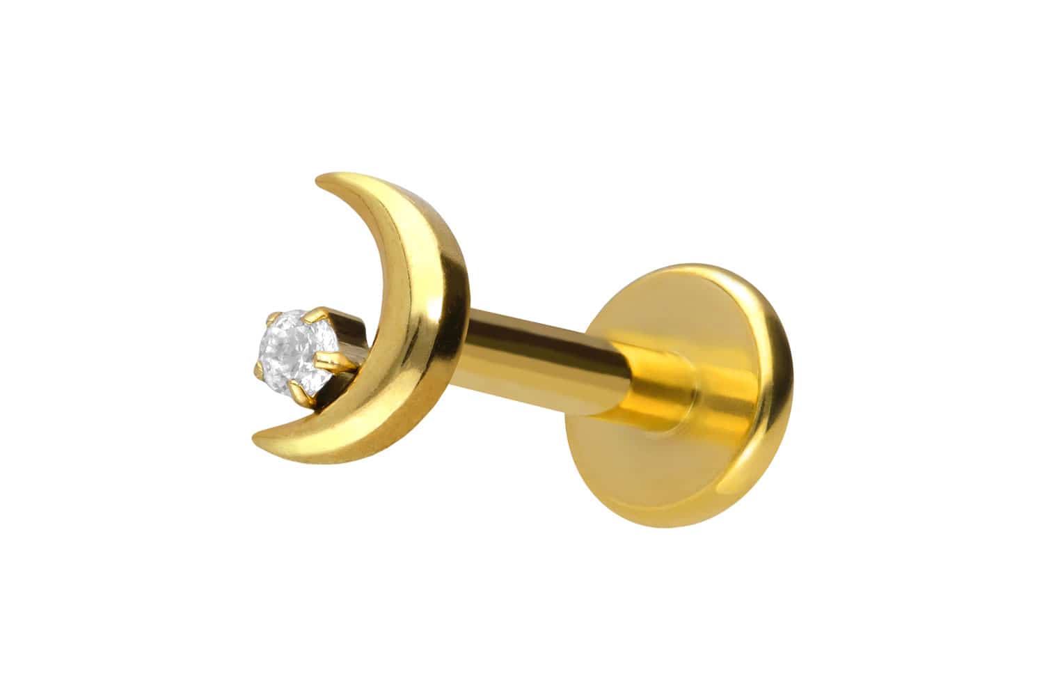 Titan Labret Piercing mit Innengewinde MOND + KRISTALL